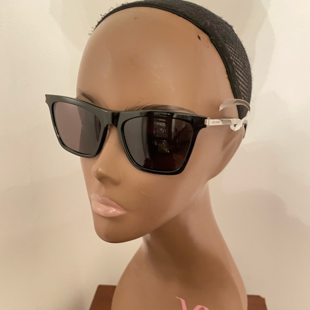 Saint Laurent Rectangle Semi-Transparent Acetate Sunglasses new with tag black - Picture 4 of 7
